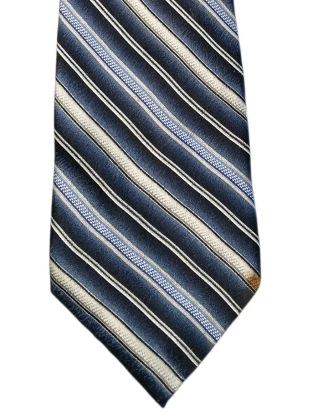 Pierre Cardin 100% Silk Blue Striped Necktie Navy Silver Wide Designer Tie 58